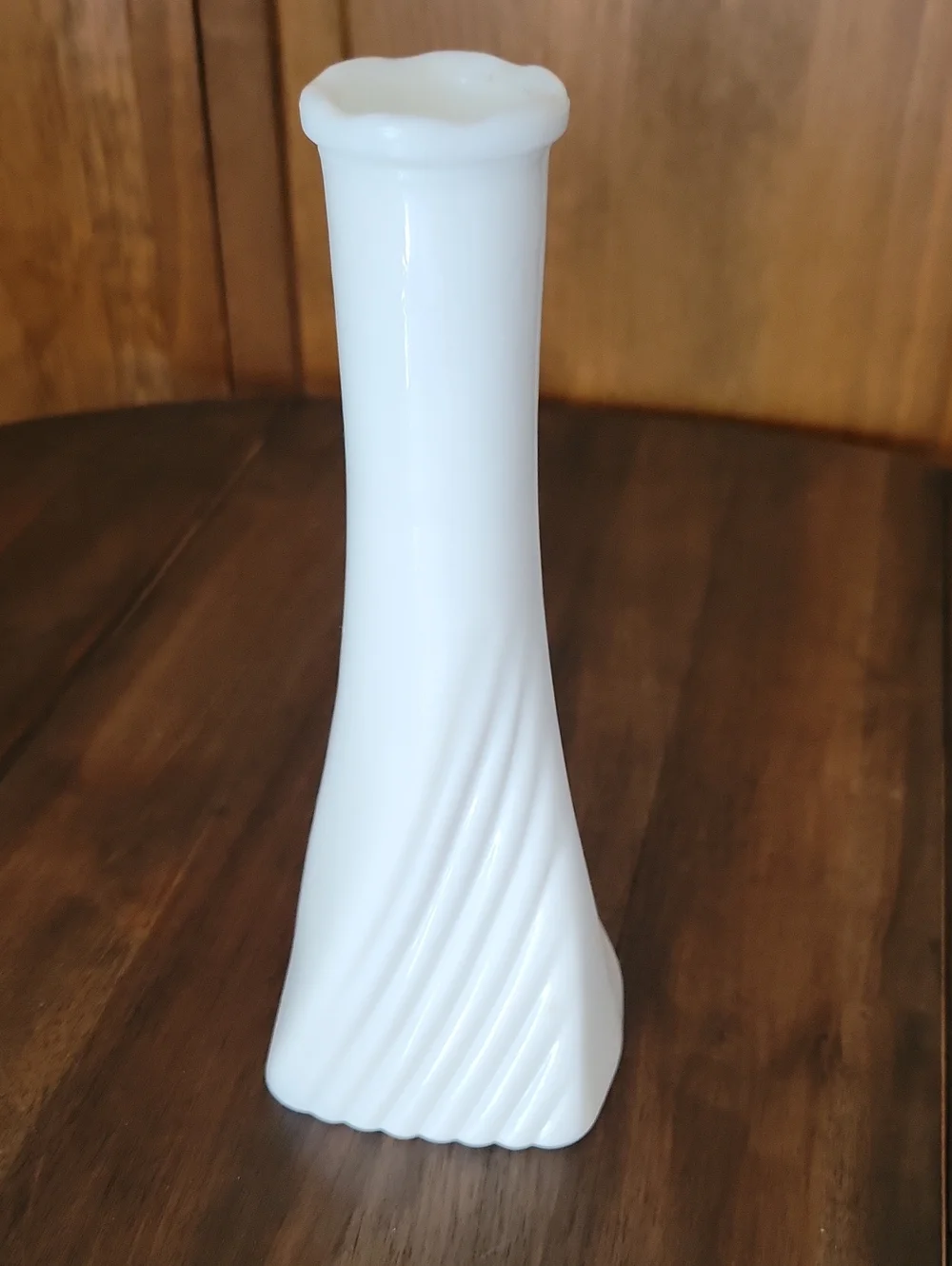 Milk Glass Ribbed Textured Bud Vase